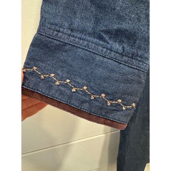 Disney Store Embroidery Pooh Snap Button Down Dress 3/4 Sleeve Denim Medium Wome - Picture 6 of 9